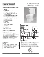 Preview for 1 page of American Standard Champion Select Round Front Toilet 2035.212 Specification Sheet