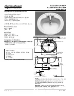 American Standard Colony Oval J58 Specification Sheet предпросмотр