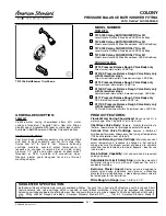 American Standard Colony Pressure Balance Bath/Shower Fitting T372.128 Specification Sheet предпросмотр