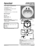 Предварительный просмотр 1 страницы American Standard Colony Round Countertop Sink 3003.605 Specification Sheet