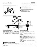 American Standard Colony Single Control Kitchen Faucet 4175.203 Specification Sheet предпросмотр