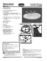 Preview for 1 page of American Standard Countertop Sink 0293.004 Dimensions