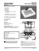 Предварительный просмотр 1 страницы American Standard Declyn Wall-Hung Lavatory 0321.026 Specification Sheet