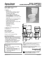 Предварительный просмотр 1 страницы American Standard Doral Champion Right Height Toilet 2367.014 Specification Sheet