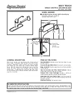 Предварительный просмотр 1 страницы American Standard Easy Touch 6310SSEZ Specification Sheet