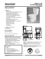 American Standard FloWise 1.28 Elongated Toilet 2073.014 Specification Sheet предпросмотр