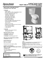 American Standard FloWise 3073.216 Specification Sheet предпросмотр