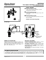 Предварительный просмотр 1 страницы American Standard Heritage 5400.000 Specification Sheet