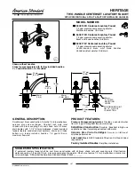 American Standard Heritage 5402.142H Specification Sheet предпросмотр