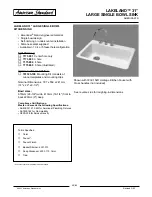 American Standard Lakeland 31" Large Single Bowl Sink 7173.001 Specification Sheet preview