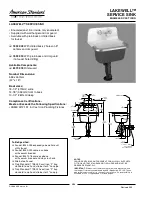 American Standard Lakewell Service Sink 7692.000 Specification Sheet предпросмотр