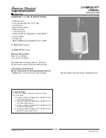 American Standard Lynbrook Urinal 6601.012 Specification Sheet предпросмотр