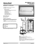 Предварительный просмотр 1 страницы American Standard Mackenzie Recess Bath 0138.014 Specification Sheet