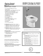 Предварительный просмотр 1 страницы American Standard Madera FloWise 15" Height 1.28 GPF Flushometer Toilet 3451.128 Specification Sheet