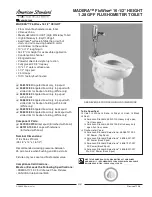 Предварительный просмотр 1 страницы American Standard Madera FloWise 16-1/2" Height 1.28 GPF Flushometer Toilet 3461.128 Specification Sheet