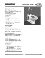 American Standard Neolo Elongated Flush Valve Toilet 2529.016 Specification Sheet предпросмотр