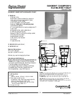 American Standard Oakmont Champion Elongated Toilet 2625.014 Specification Sheet предпросмотр