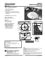 American Standard Orbit Undercounter Sink 0630.000 Specification Sheet предпросмотр