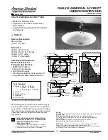 Предварительный просмотр 1 страницы American Standard Ovalyn Universal Access 9482.000 Specification Sheet