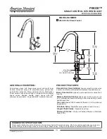 Предварительный просмотр 1 страницы American Standard PEKOE Single Control Kitchen Faucet 4332.300 Specification Sheet