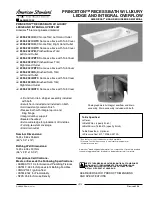 Предварительный просмотр 1 страницы American Standard Princeton Recess Bath w/ Luxury Ledge and Integral Overflow 2394.202 IBSTC Specifications