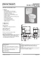 Предварительный просмотр 1 страницы American Standard Ravenna Round Front Toilet 2648.016 Specification Sheet