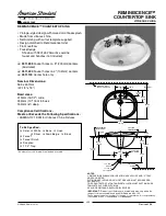 American Standard Reminiscence Countertop Sink 0511.100 Specifications предпросмотр