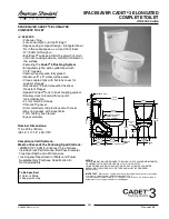 American Standard Right Height Elongated Toilet Triumph Cadet 3 Specification Sheet предпросмотр