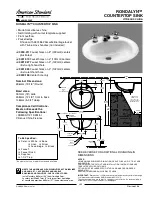 American Standard Rondalyn Counterop Sink 0490.011 Specifications предпросмотр