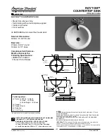 Предварительный просмотр 1 страницы American Standard Royton Countertop Sink 0571.000 Specifications