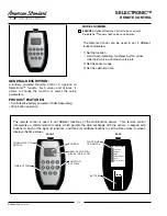 American Standard SELECTRONIC 605XRCL Specification Sheet preview