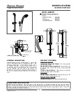 American Standard Shower System Kit 1662.600 Specification Sheet предпросмотр