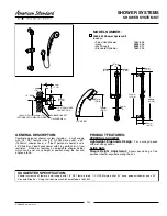 Предварительный просмотр 1 страницы American Standard Shower System Kit 1662.602 Specification Sheet