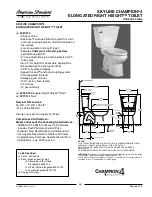 Предварительный просмотр 1 страницы American Standard Skyline Champion 4 Elongated Right Height Toilet 2067.014 Specification Sheet