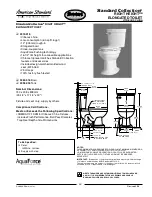 Предварительный просмотр 1 страницы American Standard Standard Collection Elongated Toilet 3264.016 Specification Sheet