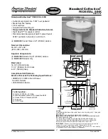 Предварительный просмотр 1 страницы American Standard Standard Collection Pedestal Sink 0283.800 Features & Dimensions