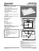 American Standard Town Square Countertop Sink 0700.001 Features & Dimensions предпросмотр