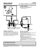 American Standard Tropic 7028.201 Specification Sheet предпросмотр