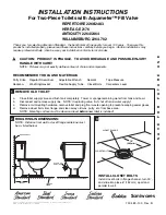 American Standard Two-Piece Toilets With Aquameter Fill Valve 2264.702 Installation Instructions предпросмотр