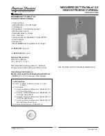 American Standard Washbrook FloWise 0.5 High Efficiency Urinal 6515.005 Specification Sheet предпросмотр