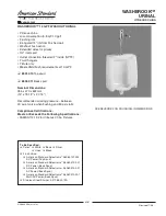 American Standard Washbrook Urinal 6501.010 Specification Sheet предпросмотр