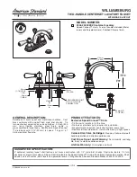 American Standard Wiiliamsburg 2904.222.002EZ Specification Sheet предпросмотр