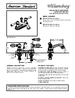 Предварительный просмотр 1 страницы American Standard Williamsburg 2804.22 Specification Sheet