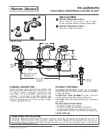 American Standard Williamsburg 2908.22 Specification Sheet предпросмотр