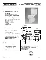 American Standard Williamsburg Champion Elongated Right Height Toilet 4281.702 Specification Sheet предпросмотр