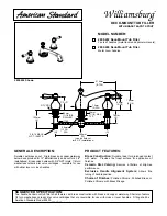 Предварительный просмотр 1 страницы American Standard Williamsburg Deck Mount Tub Filler 2800.222 Specification Sheet