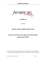 Предварительный просмотр 1 страницы American Telecom RA216 User Manual