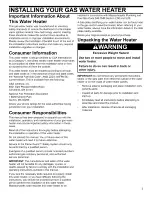 Preview for 3 page of American Water Heater AMERICAN WATERHEATERS Installation And Use Manual