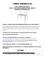 Amerihome GPBENCH-TL Instruction Manual preview