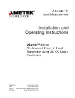 Ametek Drexelbrook USonic Series Installation And Operating Instructions Manual предпросмотр